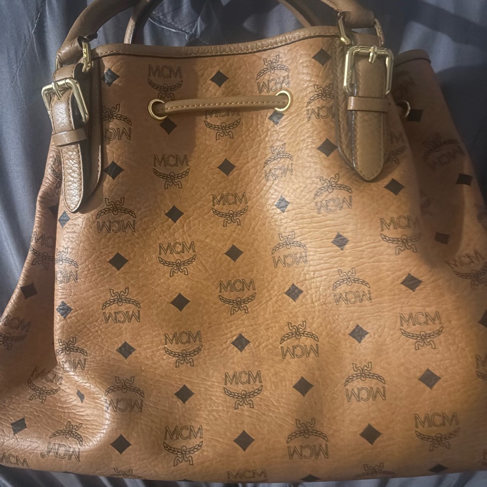 MCM Tan Leather Shoulder Bag